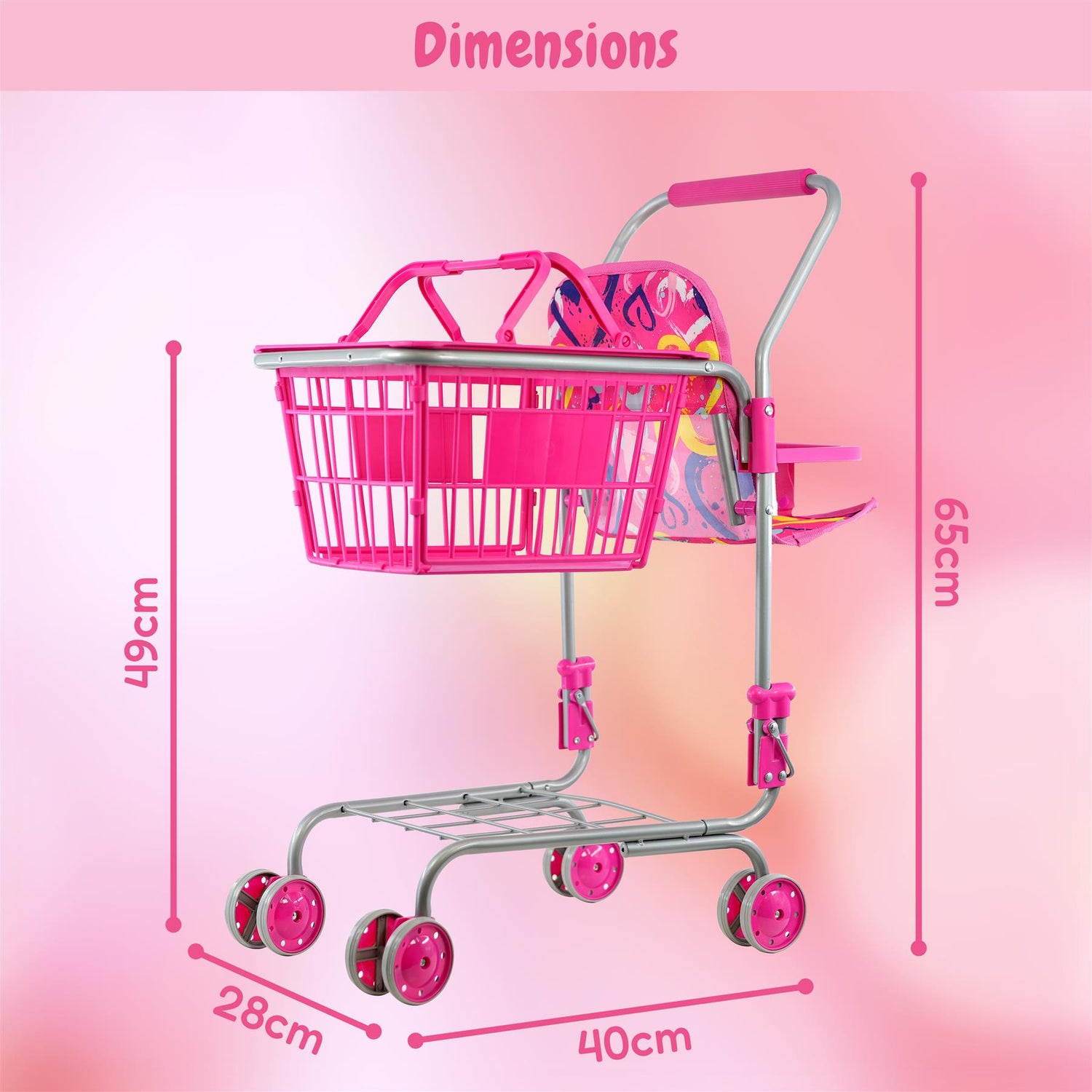 Kids Shopping Trolley with Removable Basket & Doll Seat by BiBi Doll - UKBuyZone