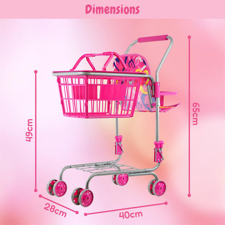 Kids Shopping Trolley with Removable Basket & Doll Seat by BiBi Doll - UKBuyZone
