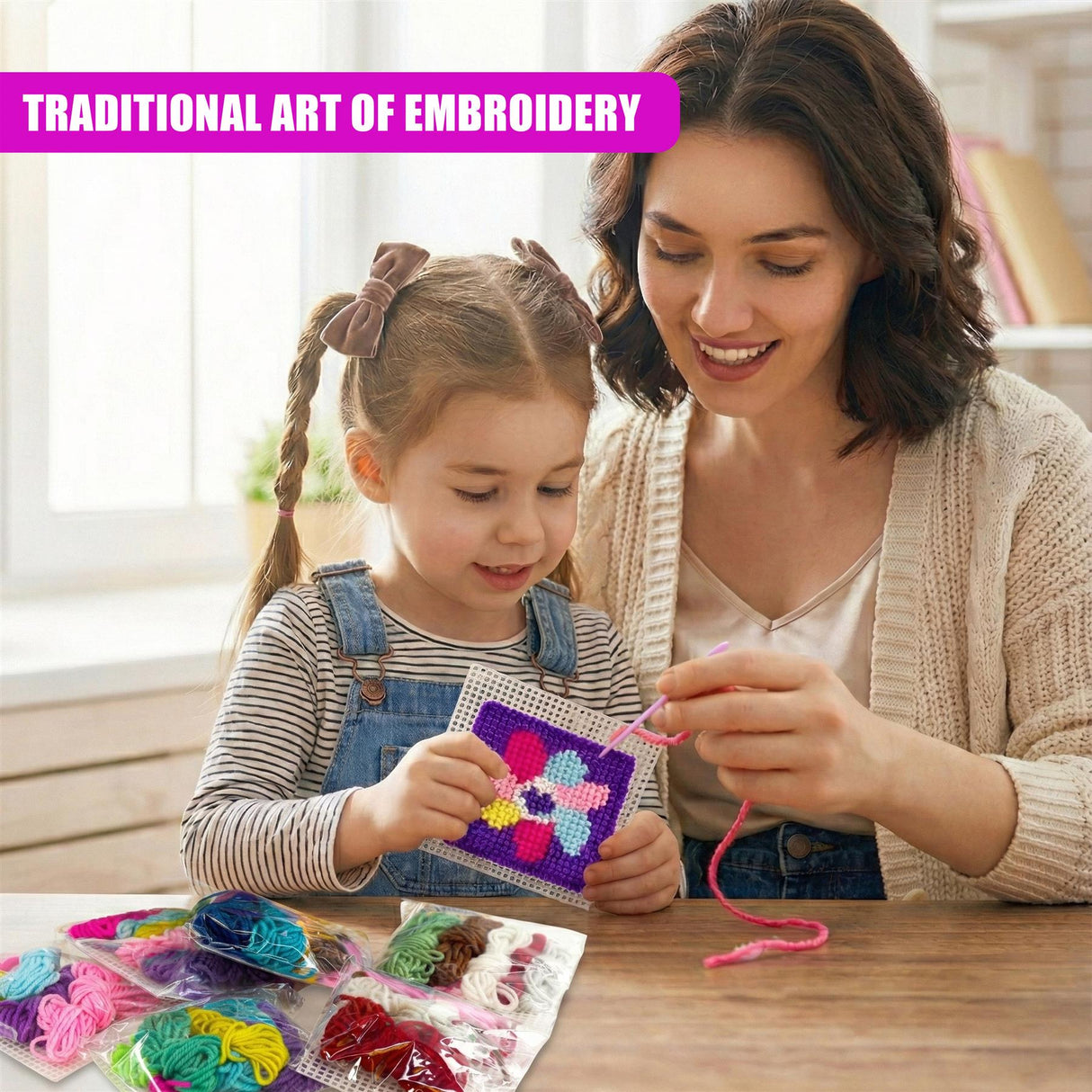 6 in 1 Traditional Cross Stitch Kit for Kids