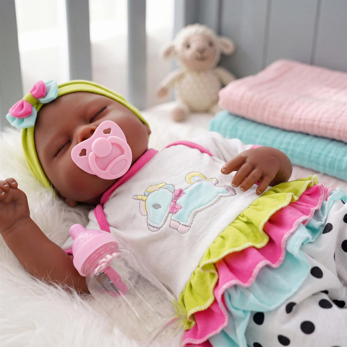 BiBi Black Doll Reborn Ethnic Sleeping Girl "Fay" (50 cm / 20")