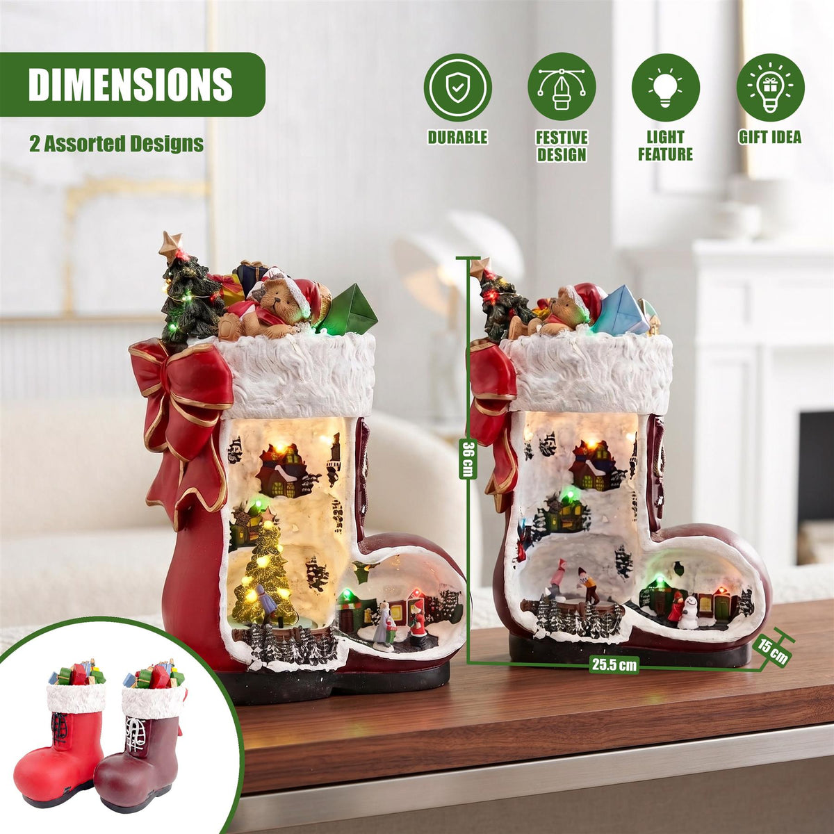 Animated Christmas Boot Ornament