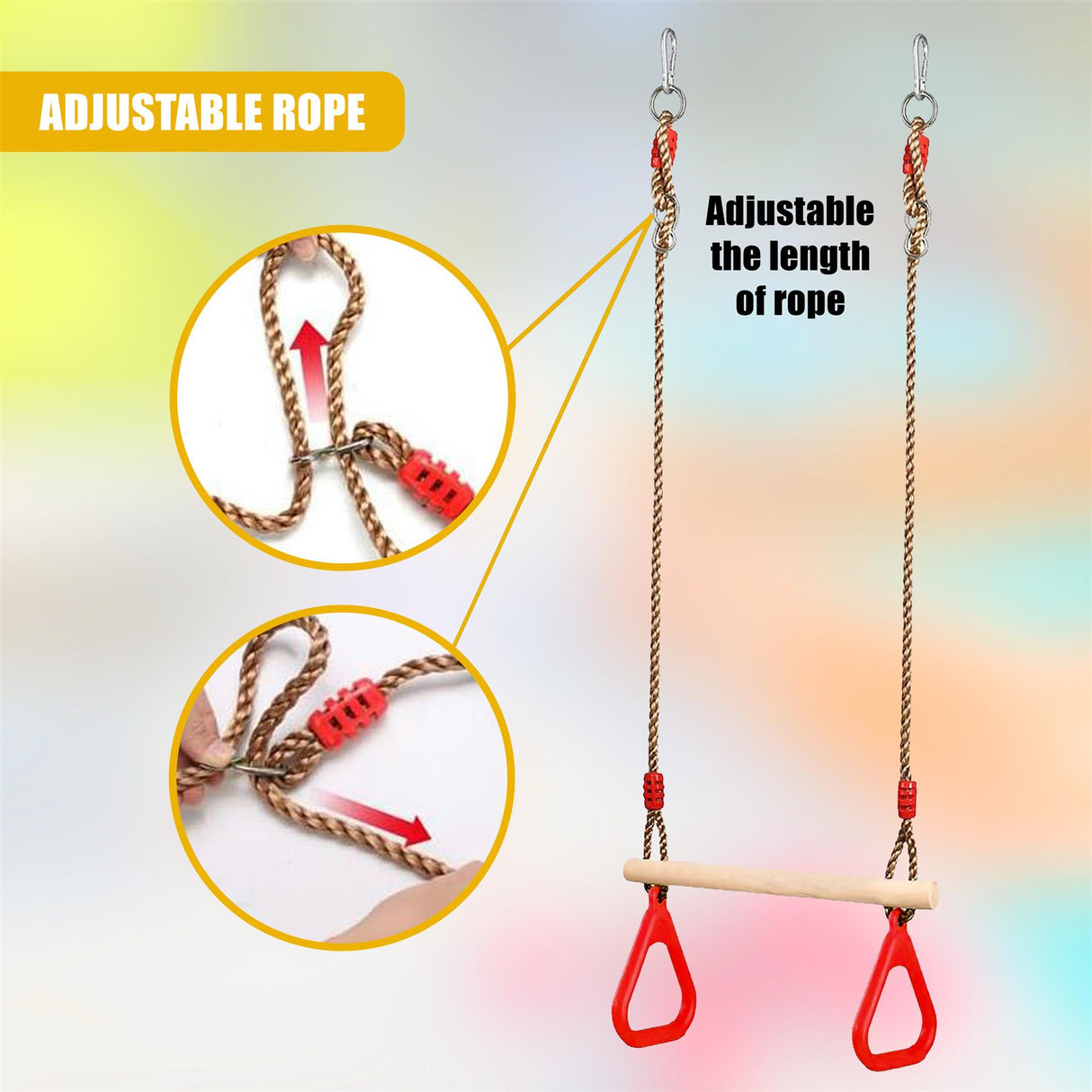 Wooden Trapeze Swing, Rope Ladder & Red Plate Seat by The Magic Toy Shop - UKBuyZone