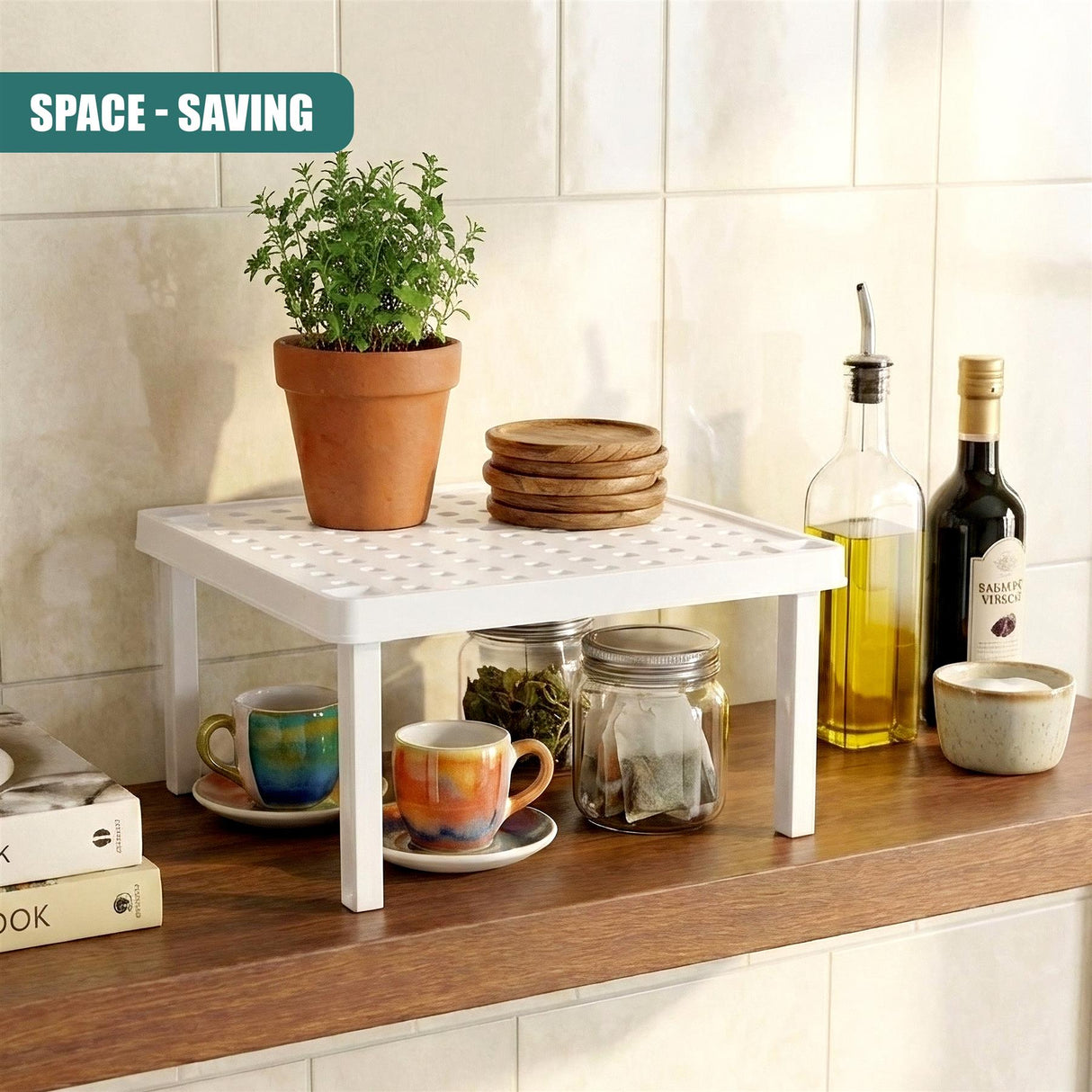 Kitchen Cabinet Stackable Insert Storage Shelf