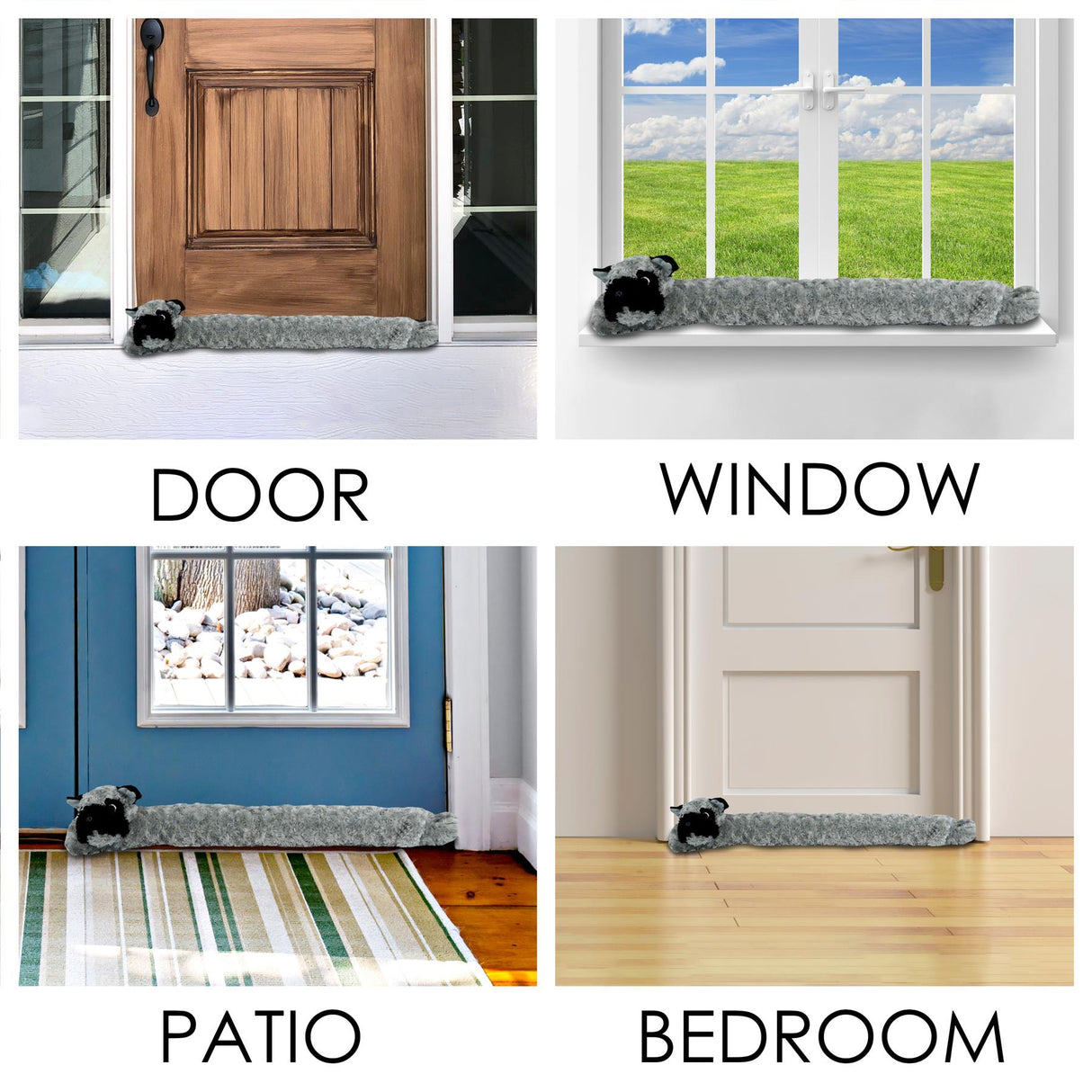 Novelty Grey Dog Draught Excluder for Doors by GEEZY - UKBuyZone