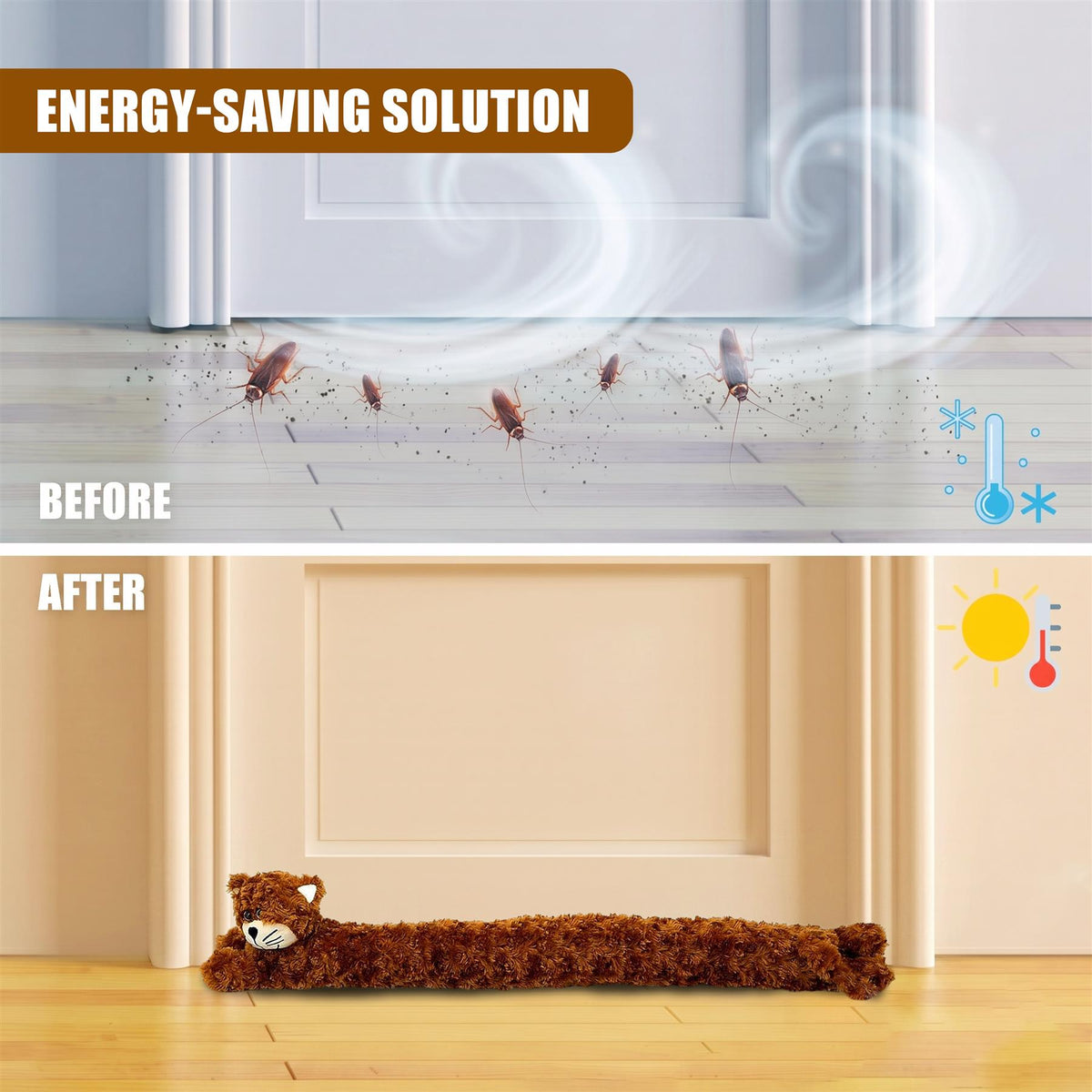 Novelty Draught Excluder for Doors Brown Cat Design