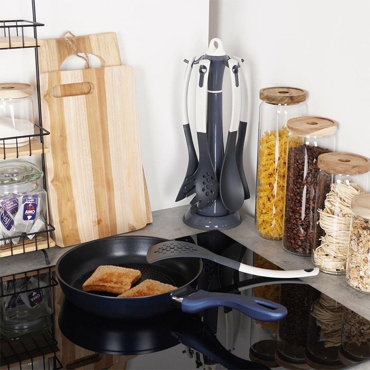 6 Pcs Cooking Utensils Set With Rotating Stand by GEEZY - UKBuyZone