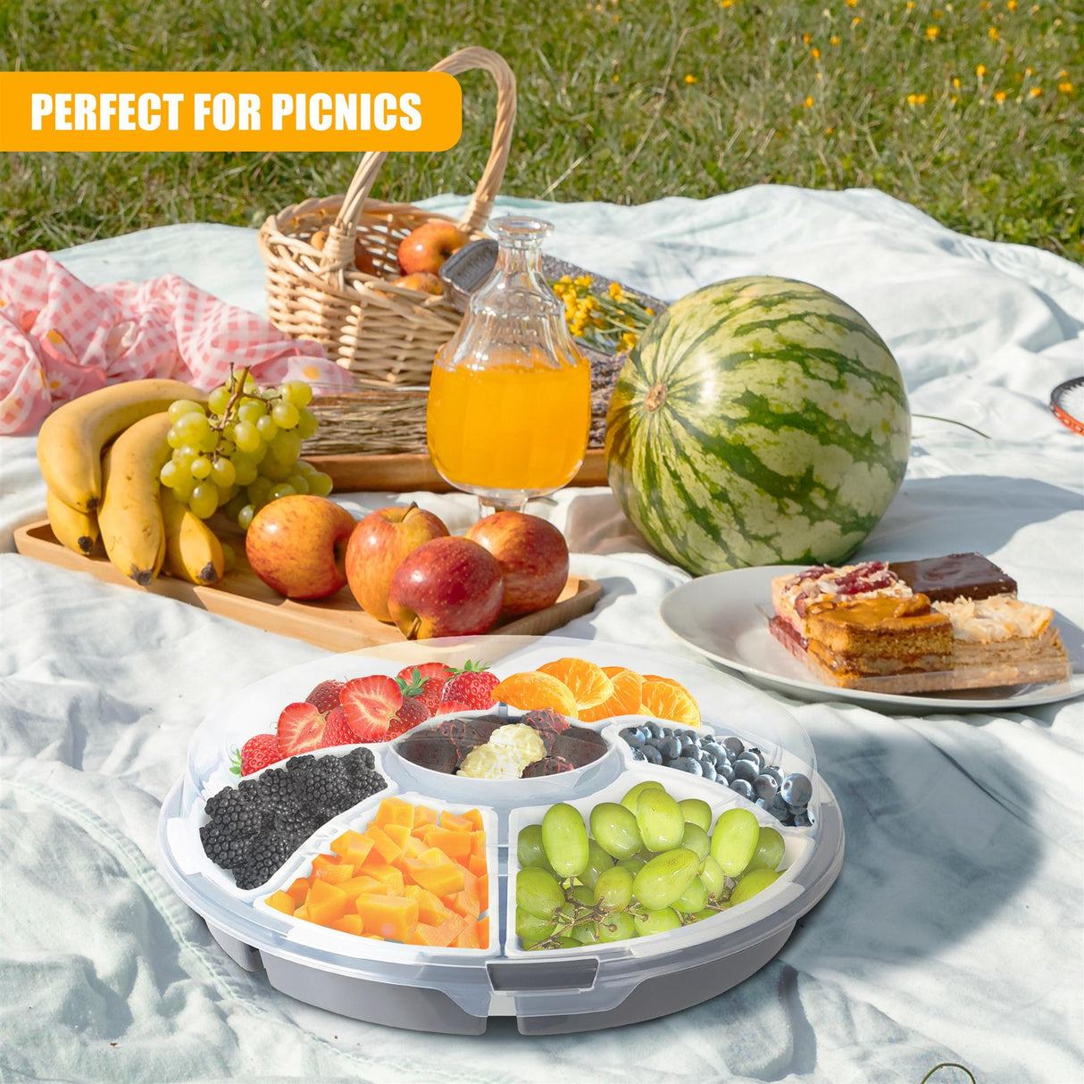 Round Snack Tray with Lid by GEEZY - UKBuyZone