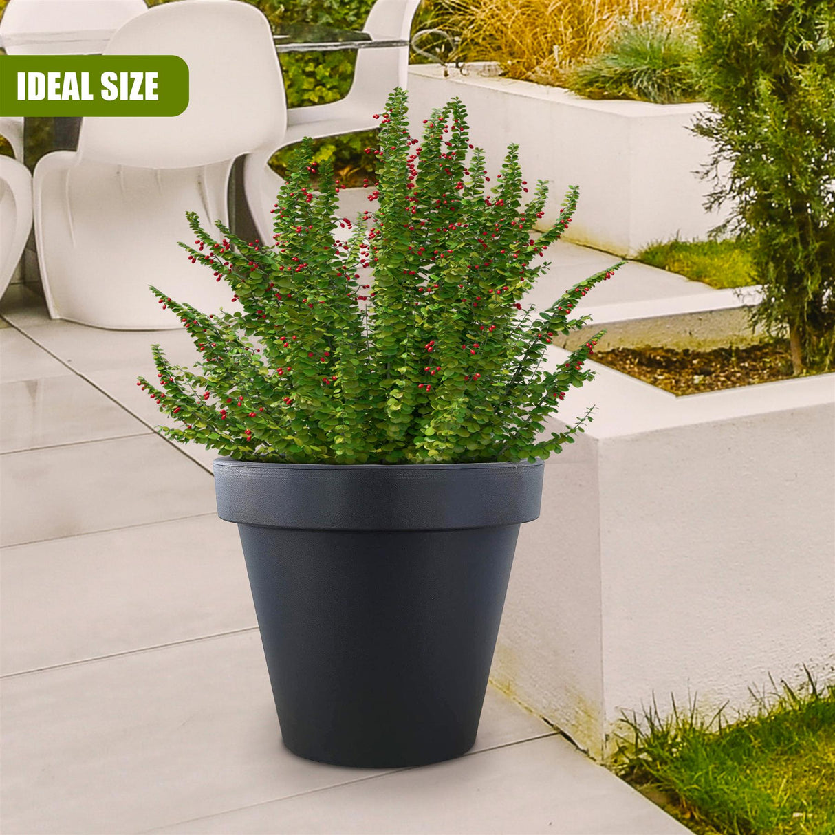 Anthracite Round Flower Planter 26 cm