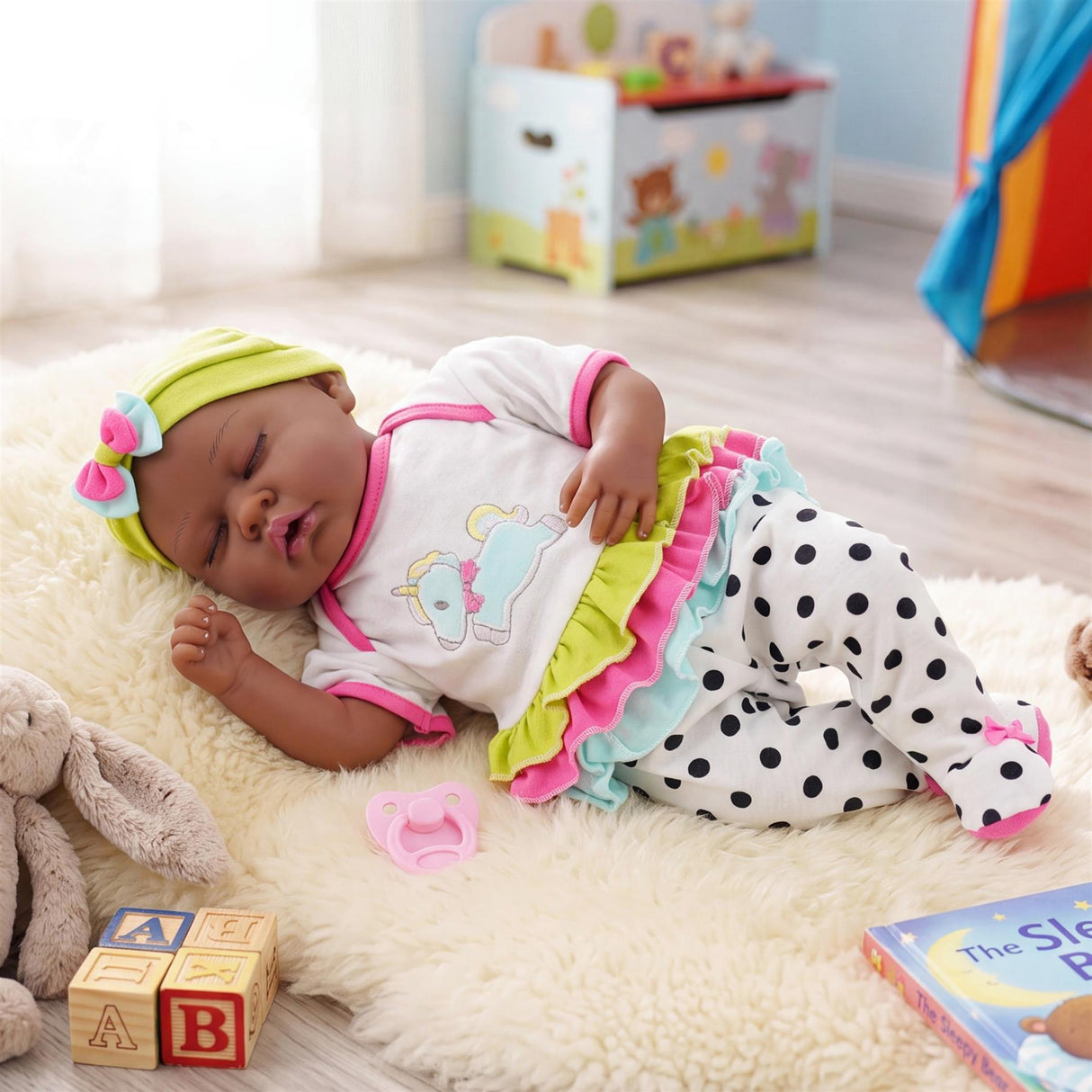 BiBi Black Doll Reborn Ethnic Sleeping Girl "Fay" (50 cm / 20")