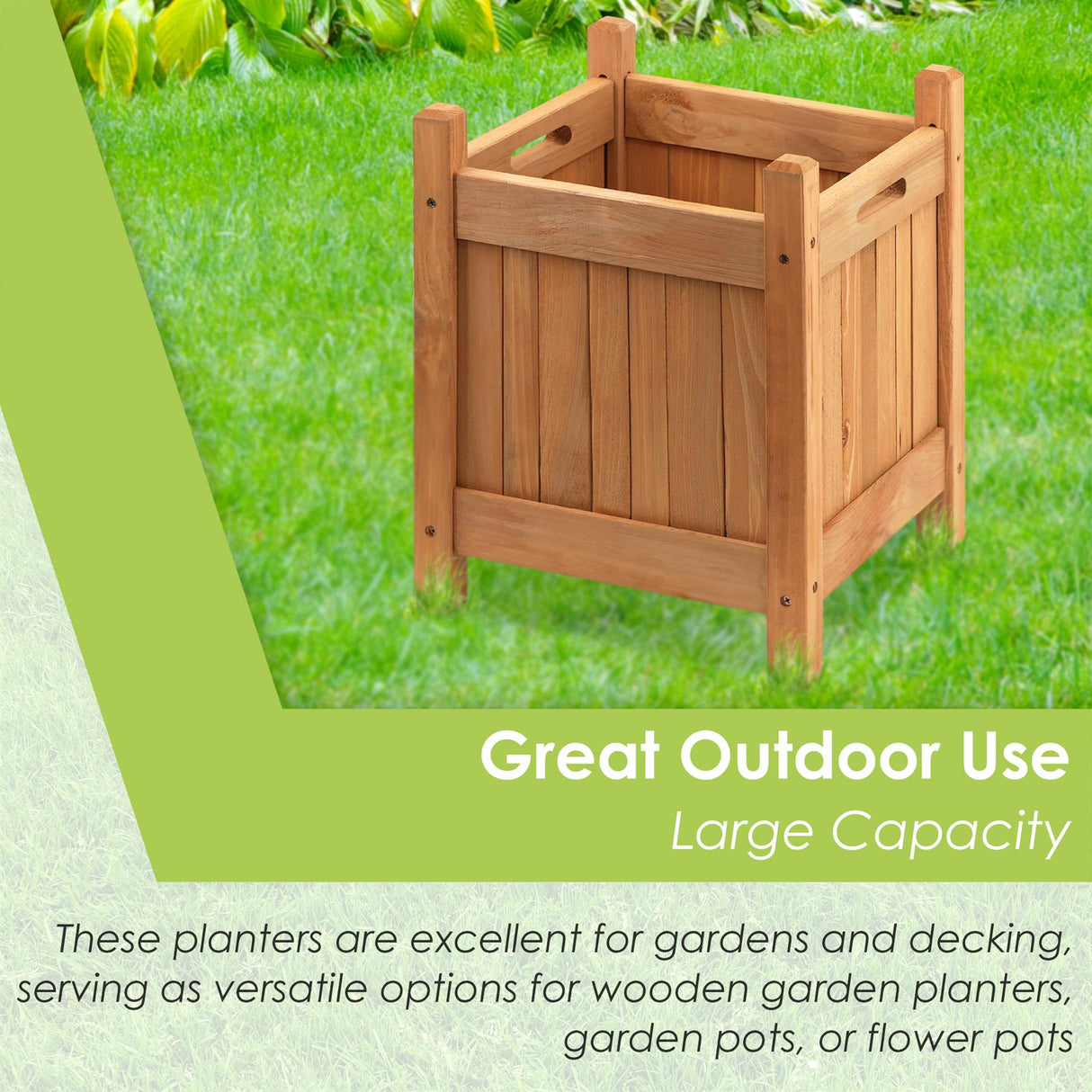 Wooden Planters Square Set of 2 by GEEZY - UKBuyZone