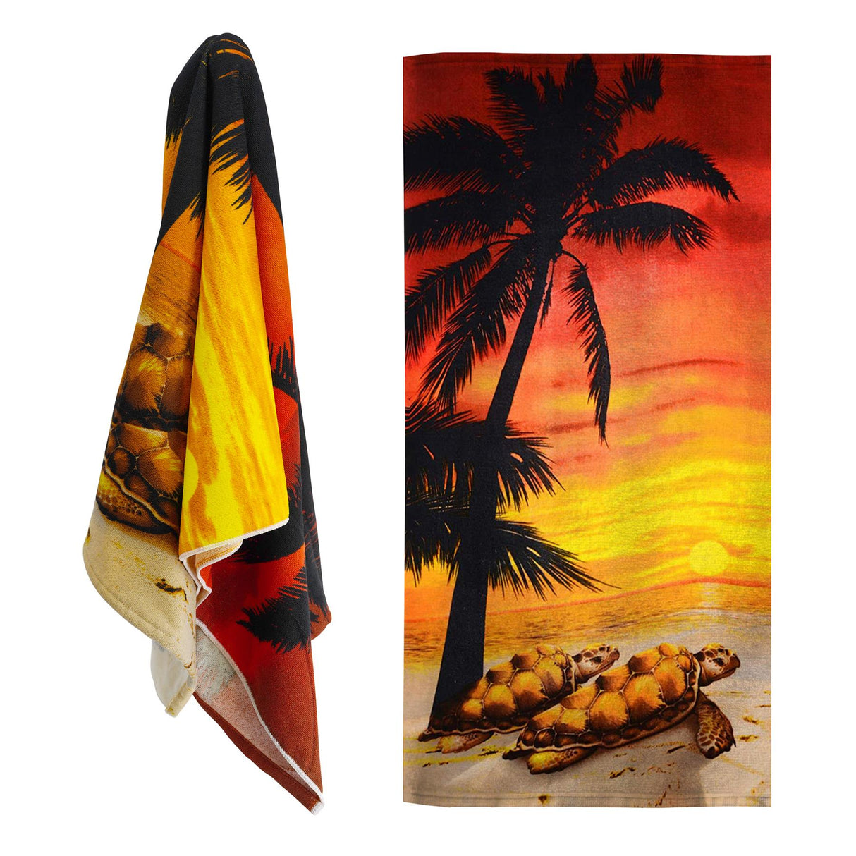 Sunset Tortoise Design Large Towel by Geezy - UKBuyZone