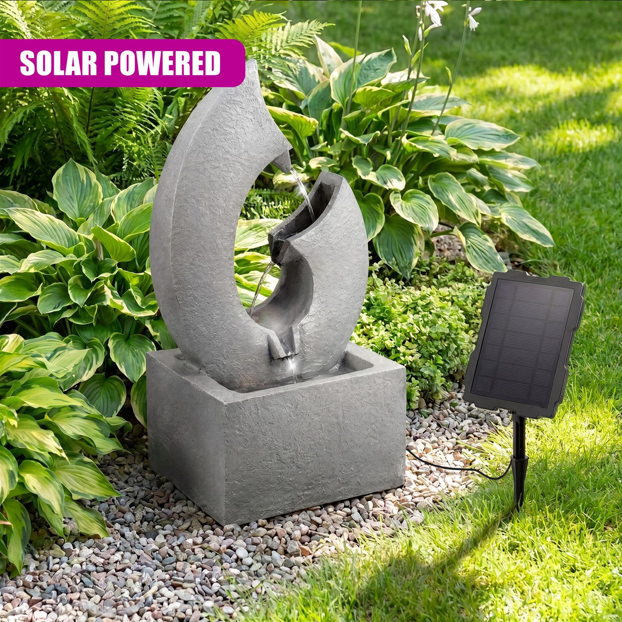 Horn Solar Water Feature with LED Lights