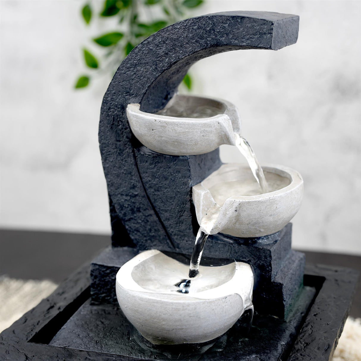 White Bowls Water Feature Indoor With LED by GEEZY - UKBuyZone