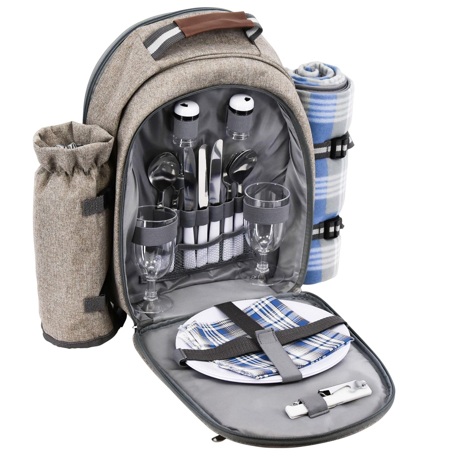 2 Person Picnic Cooler Backpack with Blanket by Geezy - UKBuyZone