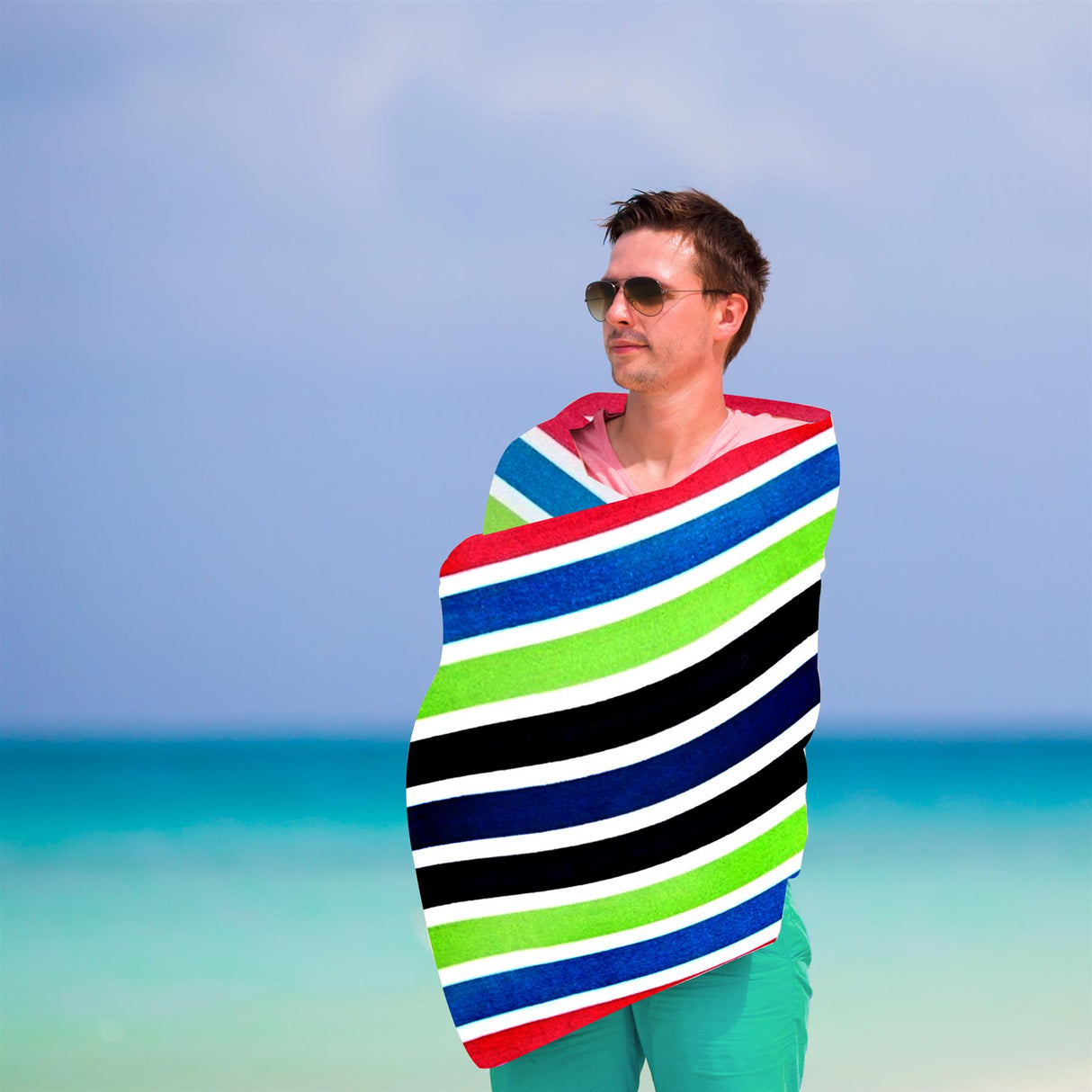Velour Striped Beach Towel Sanguine by Geezy - UKBuyZone