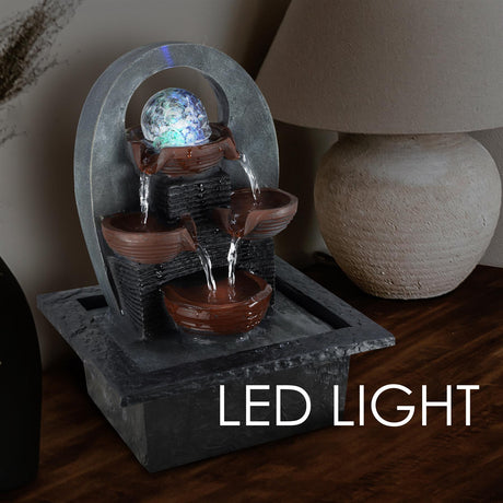 Cascading Water Feature Indoor With LED by GEEZY - UKBuyZone