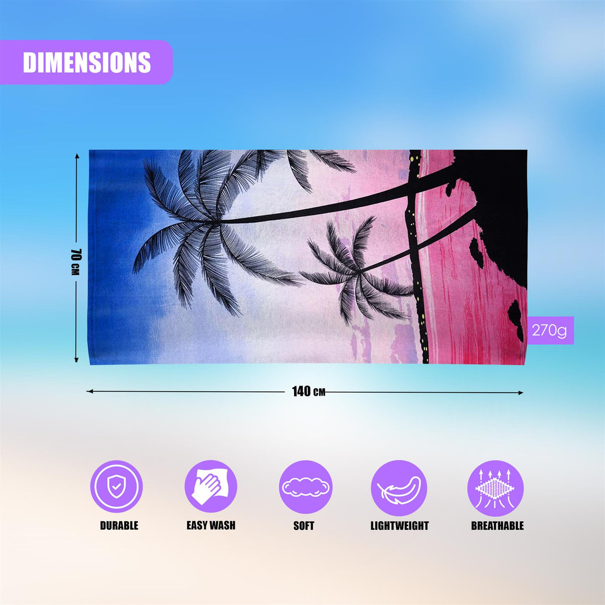 Sunset Design Large Towel by Geezy - UKBuyZone