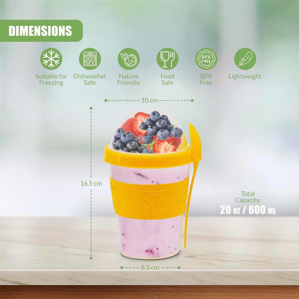 Yogurt Mug with Compartment and Spoon by GEEZY - UKBuyZone