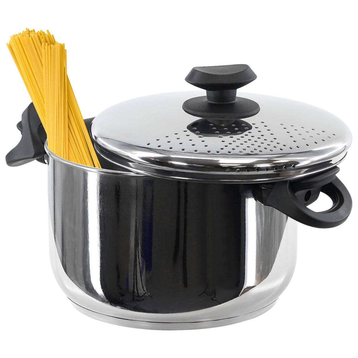 Stainless Steel Pasta Pot With Locking Strainer Lid