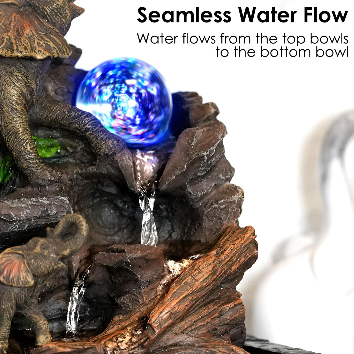 Elephant Water Feature Indoor With LED by GEEZY - UKBuyZone