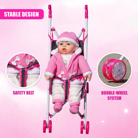 Pink Baby Doll Foldable Stroller by BiBi Doll - UKBuyZone