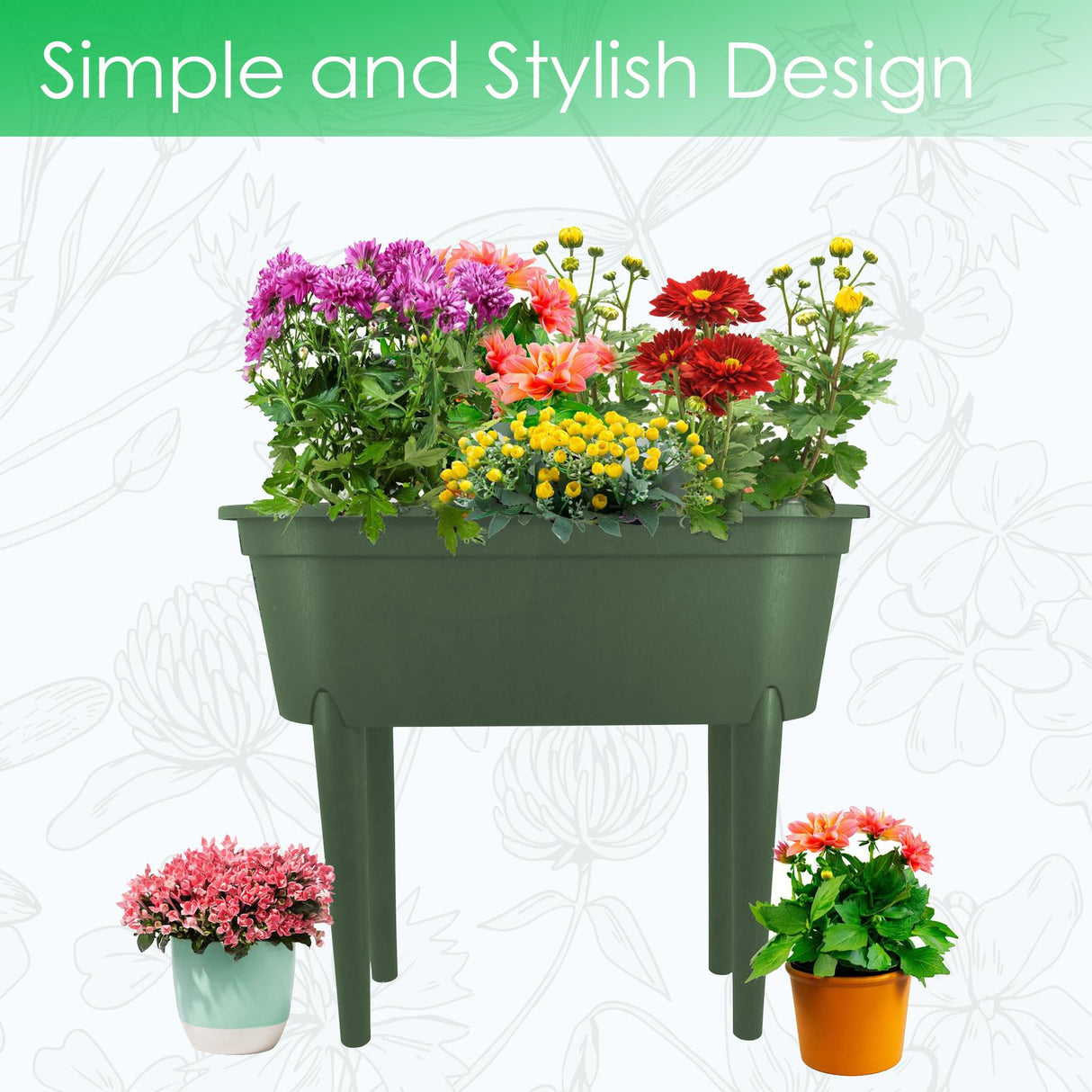 Green Raised Garden Bed Planter With Lid and Legs by Geezy - UKBuyZone