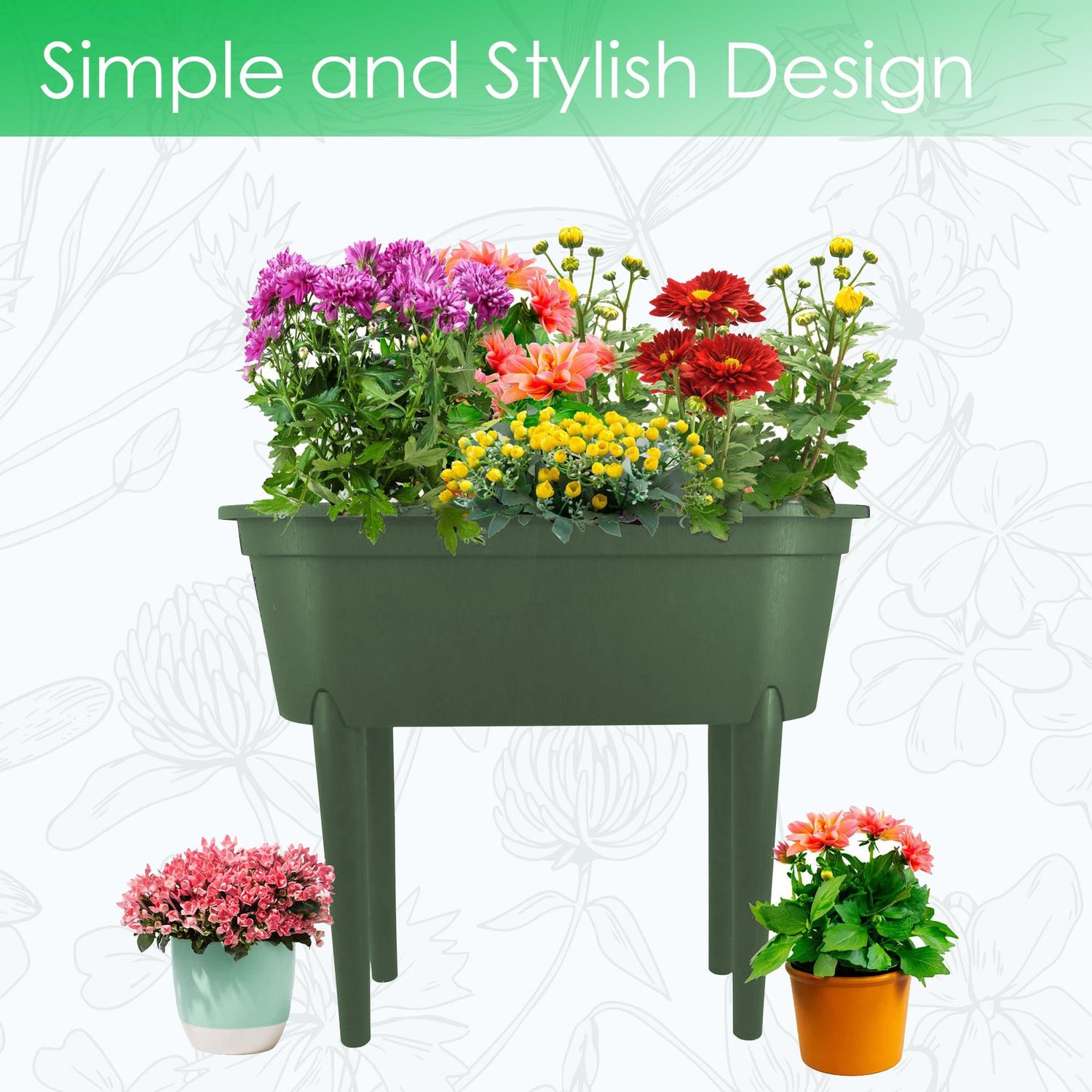 Green Raised Garden Bed Planter With Lid and Legs by Geezy - UKBuyZone