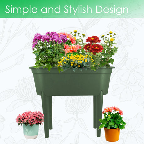 Green Raised Garden Bed Planter With Lid and Legs by Geezy - UKBuyZone