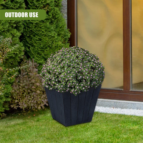 Large Flower Pot - Wooden Pattern by GEEZY - UKBuyZone