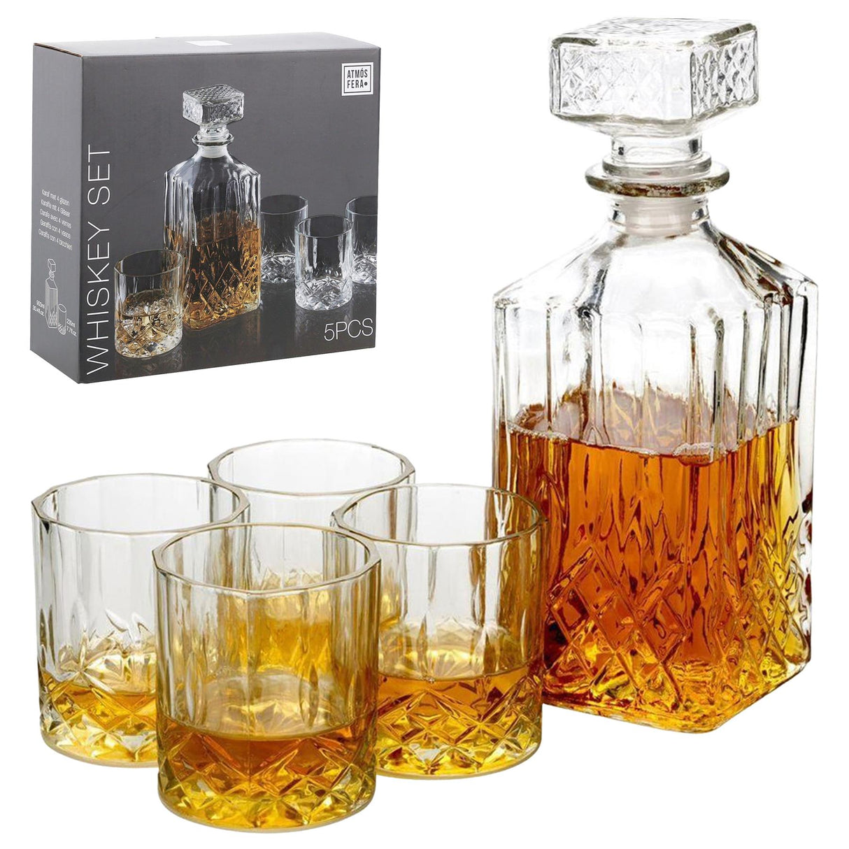 Whiskey Decanter Set - 5 Pieces by GEEZY - UKBuyZone