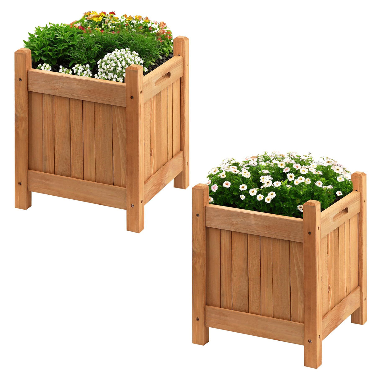 Wooden Planters Square Set of 2 by GEEZY - UKBuyZone