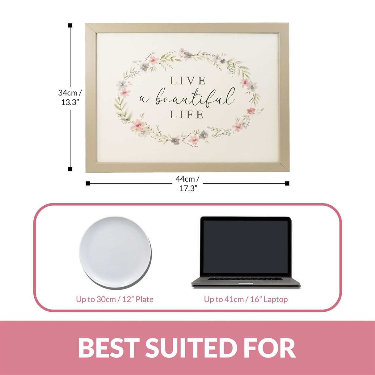 Live a Beautiful Life Lap Tray With Bean Bag Cushion by GEEZY - UKBuyZone
