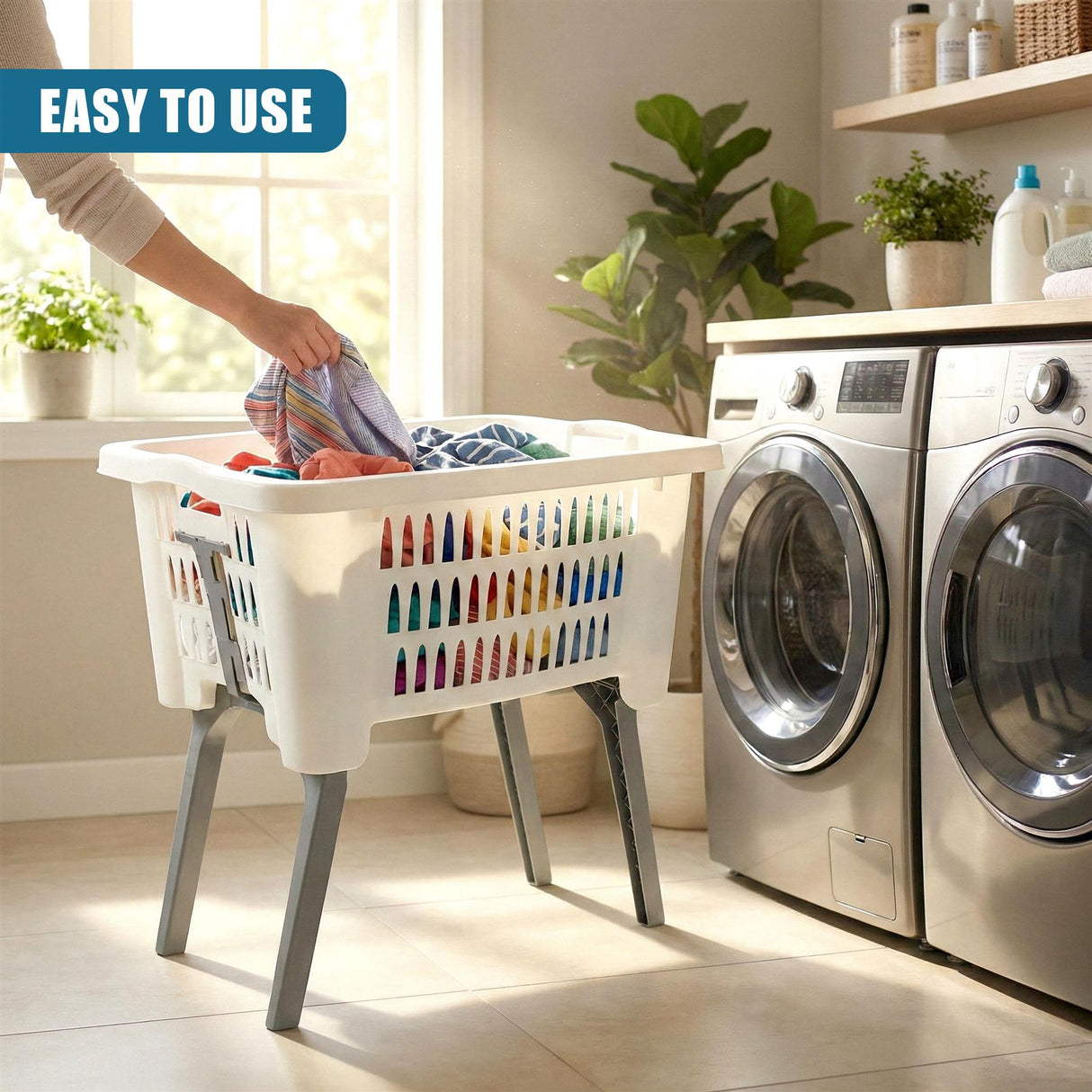 Laundry Basket with Foldable Legs