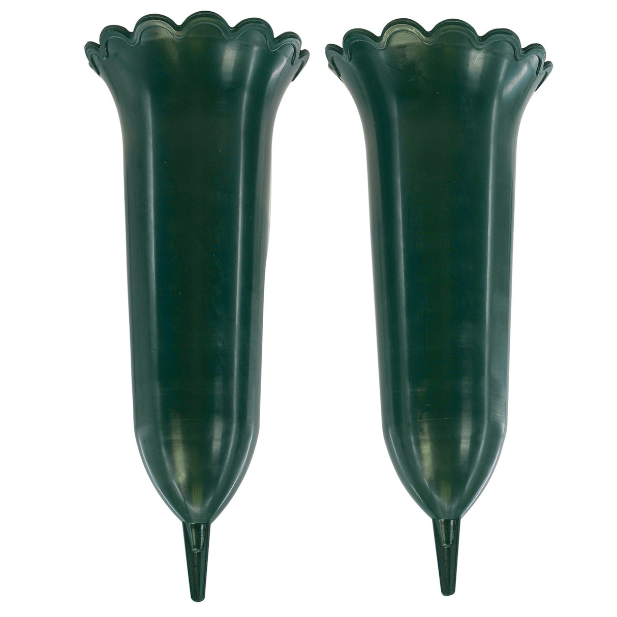Set of 2 Green Spiked Memorial Grave Flower Vases