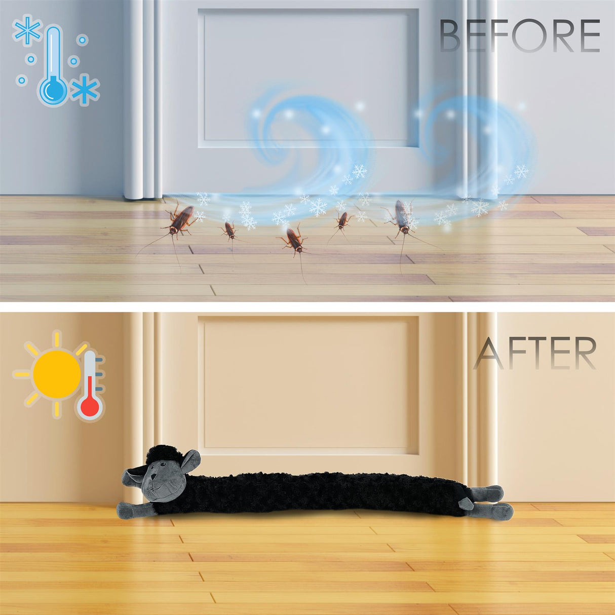 Novelty Black Sheep Draught Excluder for Doors by The Magic Toy Shop - UKBuyZone