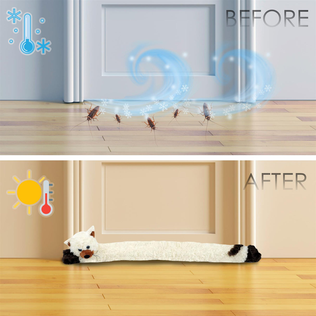 Novelty Cream Cat Draught Excluder for Doors by GEEZY - UKBuyZone
