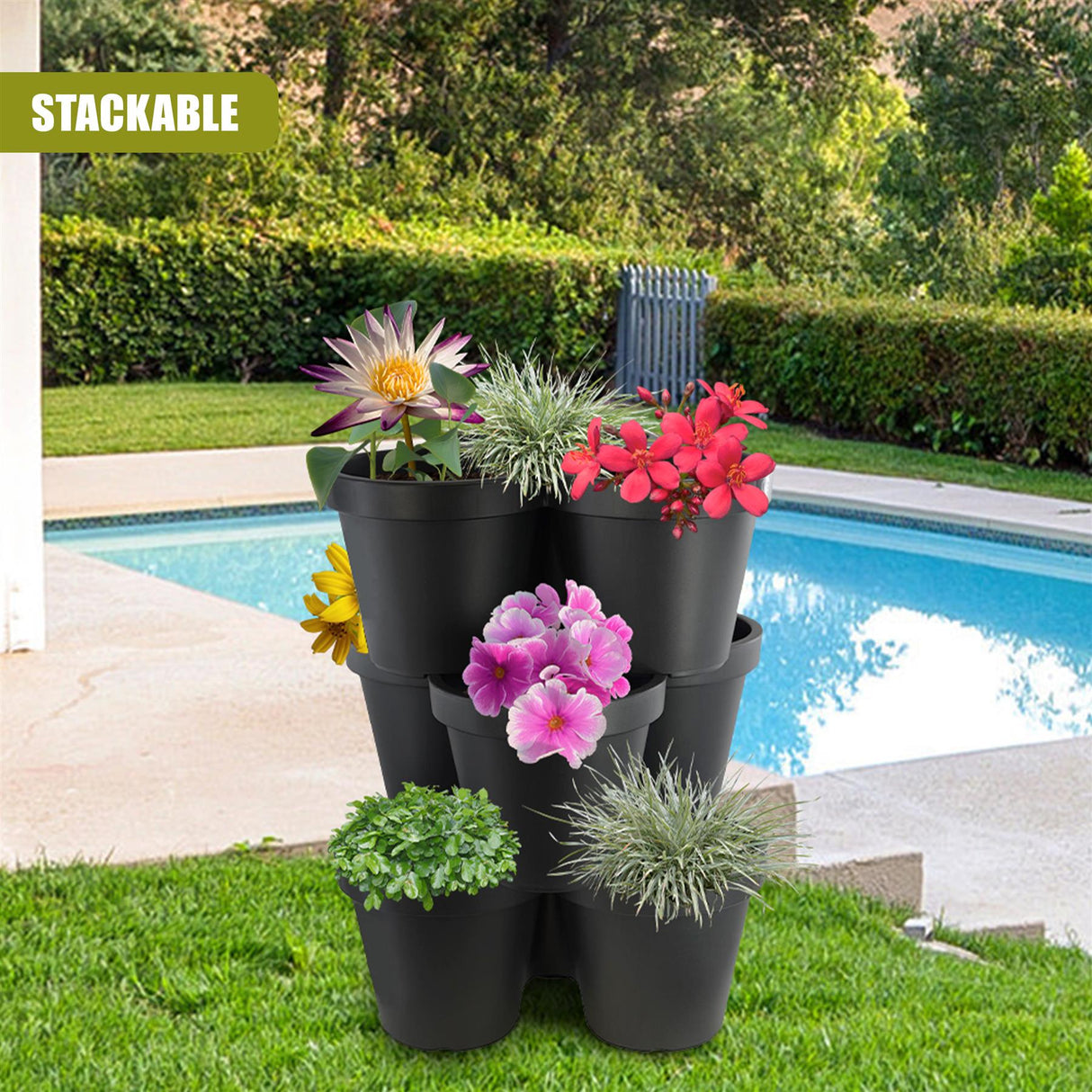 Stackable Vertical Garden Flower Pot Strawberry Planter by GEEZY - UKBuyZone