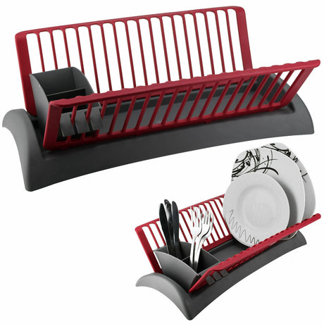Grey and Red Dish Drainer and Cutlery Holder by GEEZY - UKBuyZone