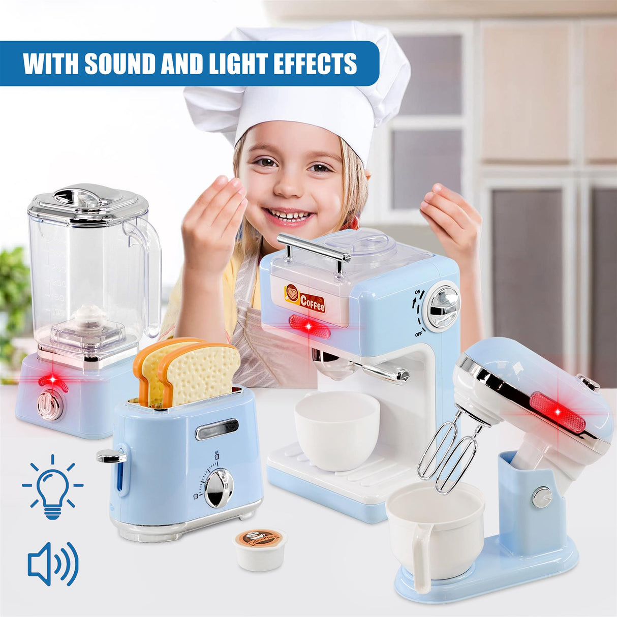 Kitchen Breakfast Pretend Play Toy 9 Pcs by The Magic Toy Shop - UKBuyZone