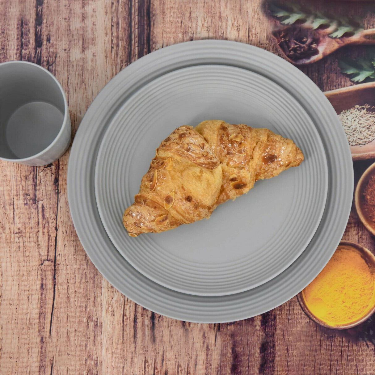 24 Pcs Grey Picnic Dinner Set for 6 People by Geezy - UKBuyZone