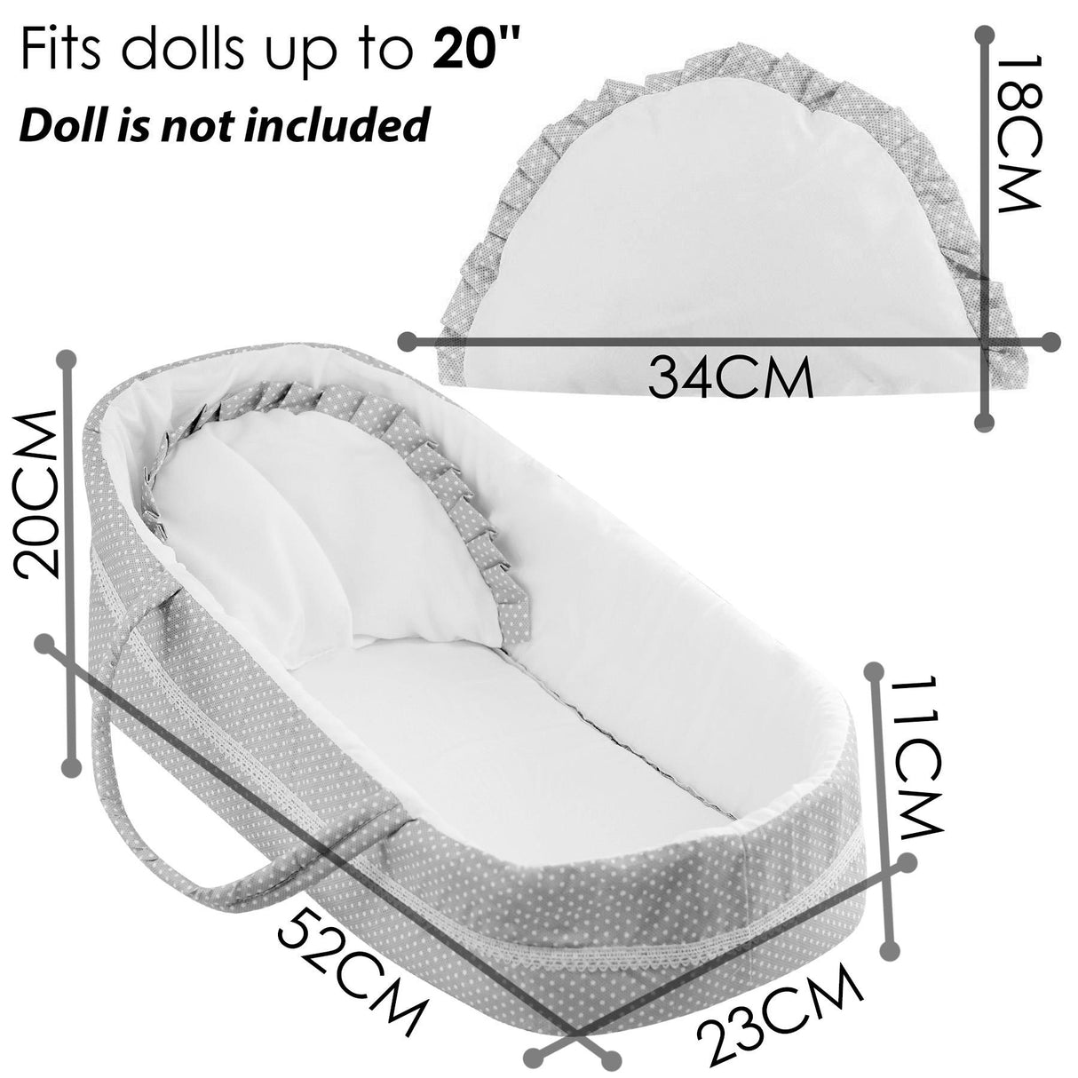 Large Baby Doll Carry Cot (50 cm / 20")