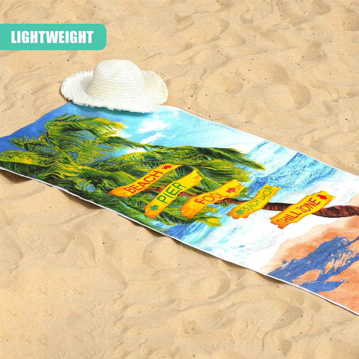Beach Signs Design Large Towel by GEEZY - UKBuyZone