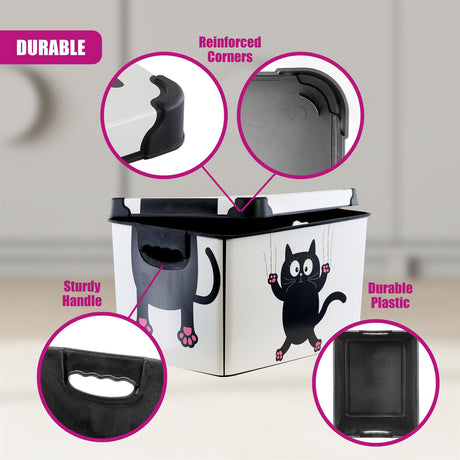 Cat Themed Storage Boxes with Lids - Set of 3 by GEEZY - UKBuyZone