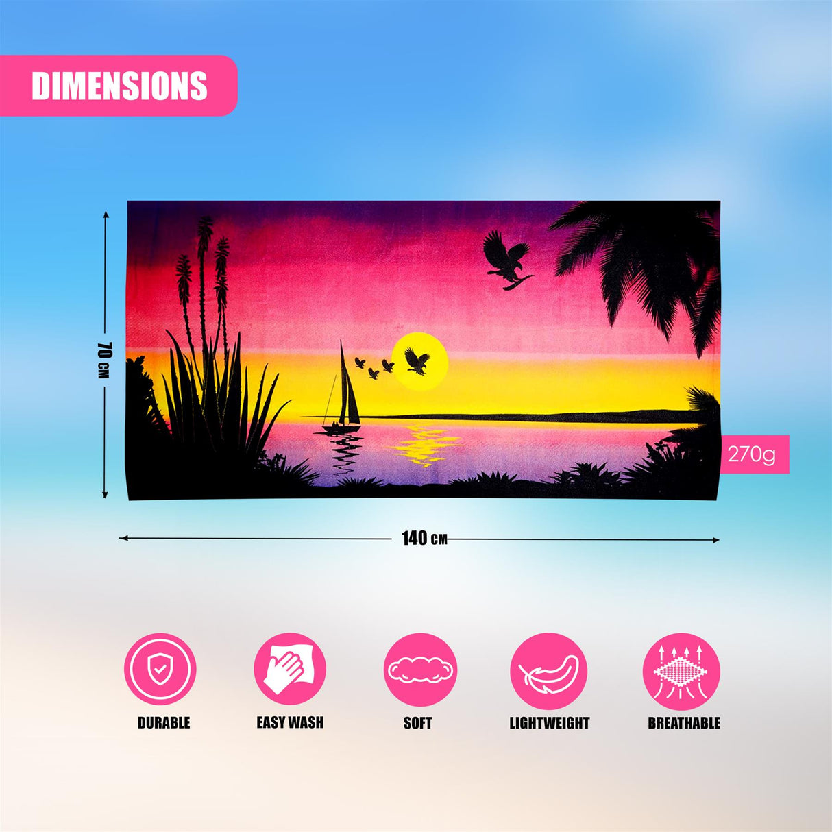 Sunrise Design Large Towel by Geezy - UKBuyZone