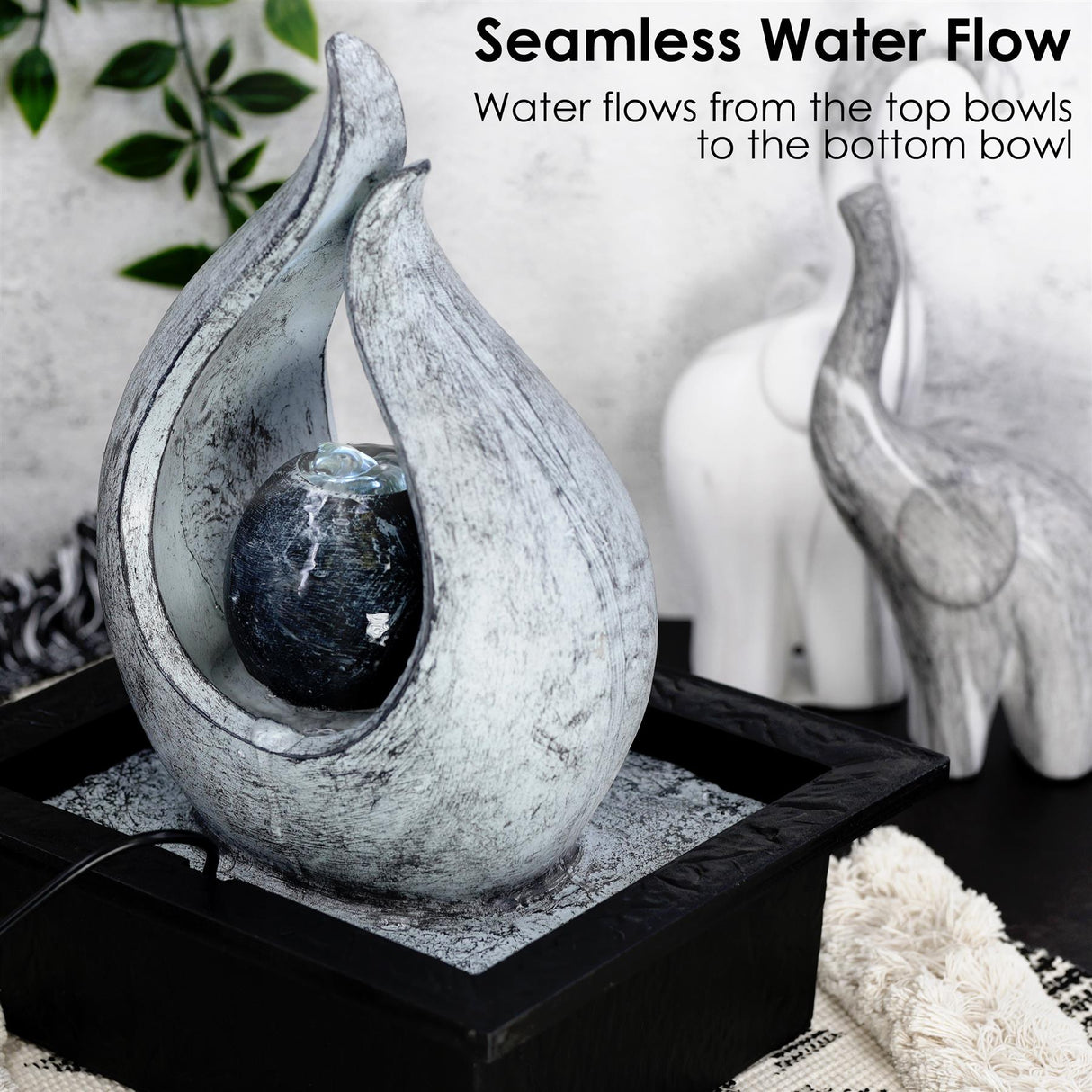 Flame Water Feature Indoor With LED by GEEZY - UKBuyZone