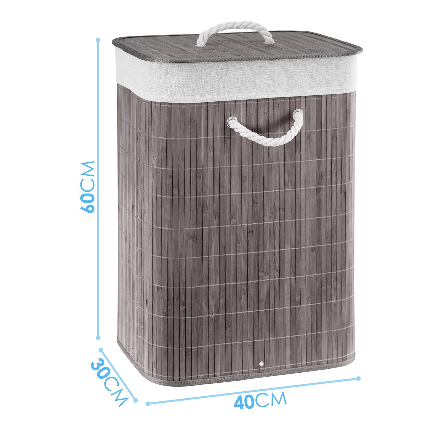 Rectangular Bamboo Basket Grey by GEEZY - UKBuyZone