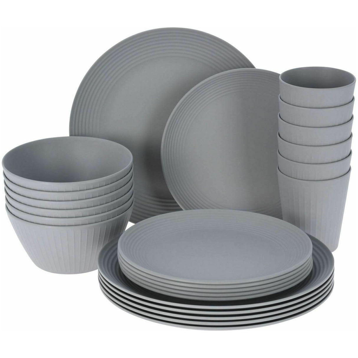 24 Pcs Grey Picnic Dinner Set for 6 People by Geezy - UKBuyZone
