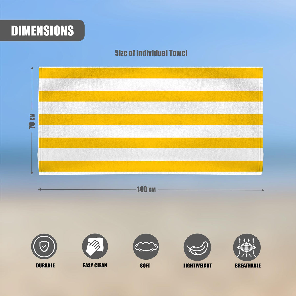 Striped Microfibre Beach Towels - Set of 4 by GEEZY - UKBuyZone