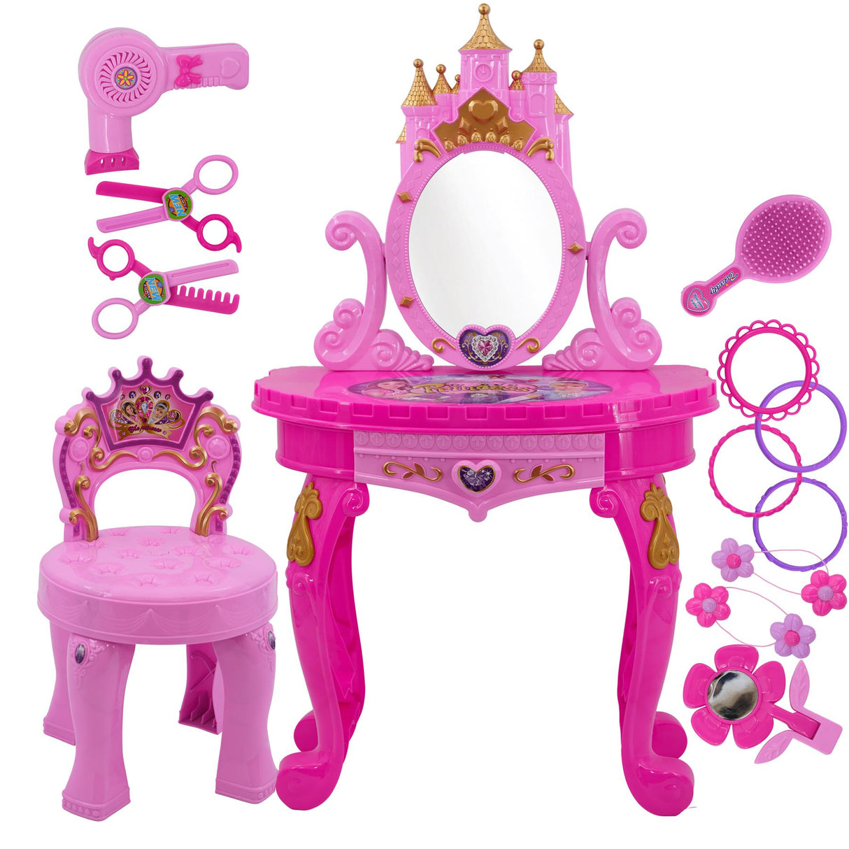 Princess Vanity Dressing Table, Stool & Toy Accessories