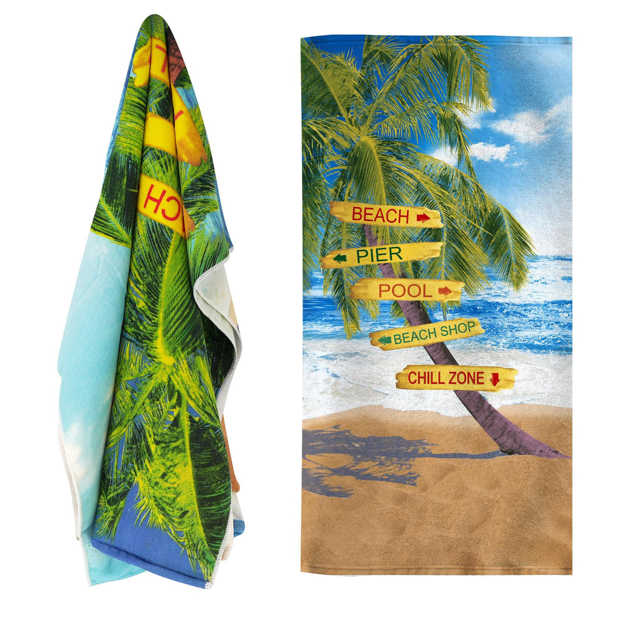 Beach Signs Design Large Towel by GEEZY - UKBuyZone